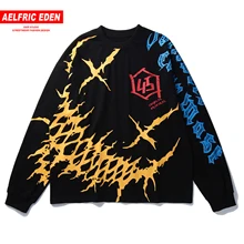 Aelfric Eden Devil, Мужская футболка со смайликом,, уличная одежда, хип-хоп, свободные топы, футболки, Harajuku, модные, повседневные, хлопковые, с длинным рукавом
