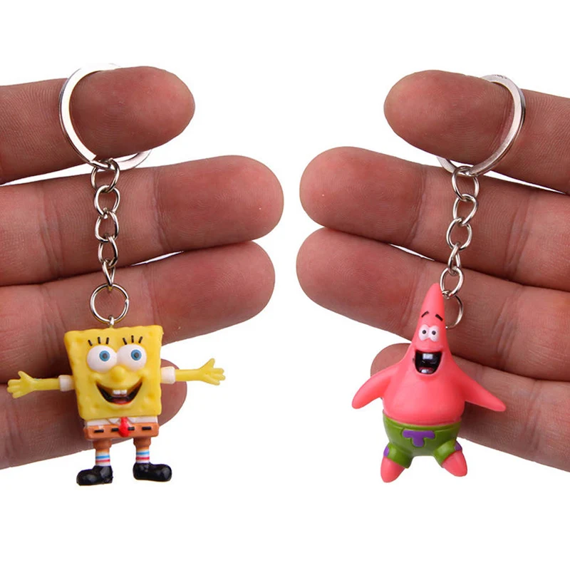 1and4 LXJERY 5 стилей мультфильм Spongebob герои брелок для женщин прекрасная цепочка для ключа сумка подвеска брелок для женщин дети девочки игрушка подарок - Цвет: 1and4