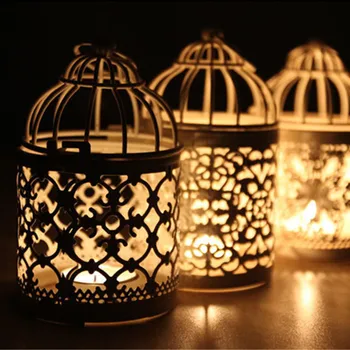 

1 x Metal Candlestick Holder Hanging Bird Cage Candles Holder Retro Iron Candlestick Lantern Home Party Decor