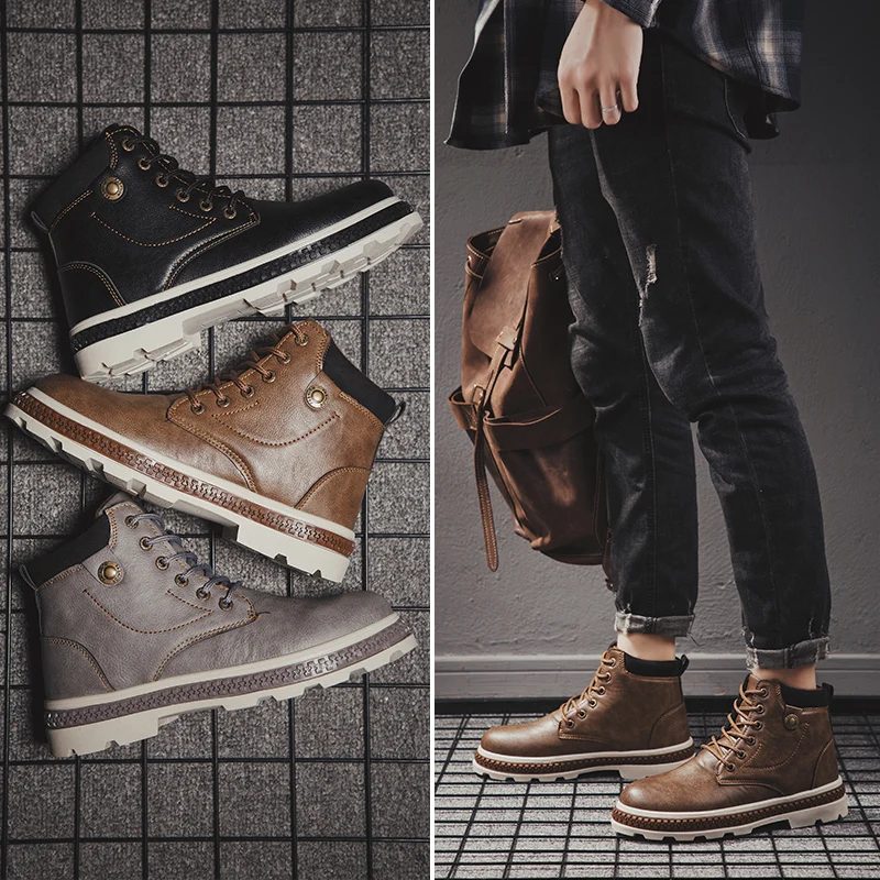 Брендовые мужские ботильоны; Повседневная обувь для мужчин; зимняя обувь для взрослых; новые зимние ботинки; Теплая мужская обувь; мужские ботинки