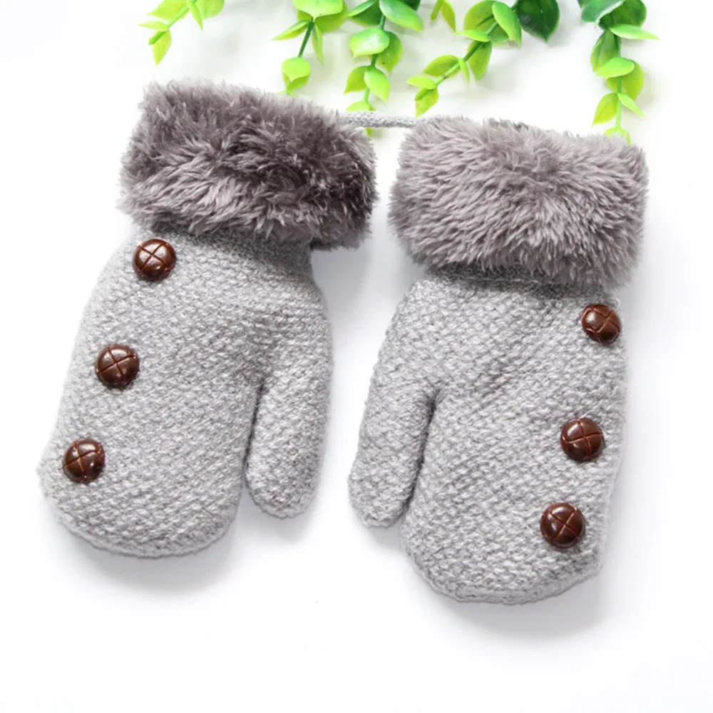 Winter Gloves Kids Winter Mittens Toddler Baby Thicken Girls Boys Rope Full Finger Warm Knitted Mittens Gloves детские варежки