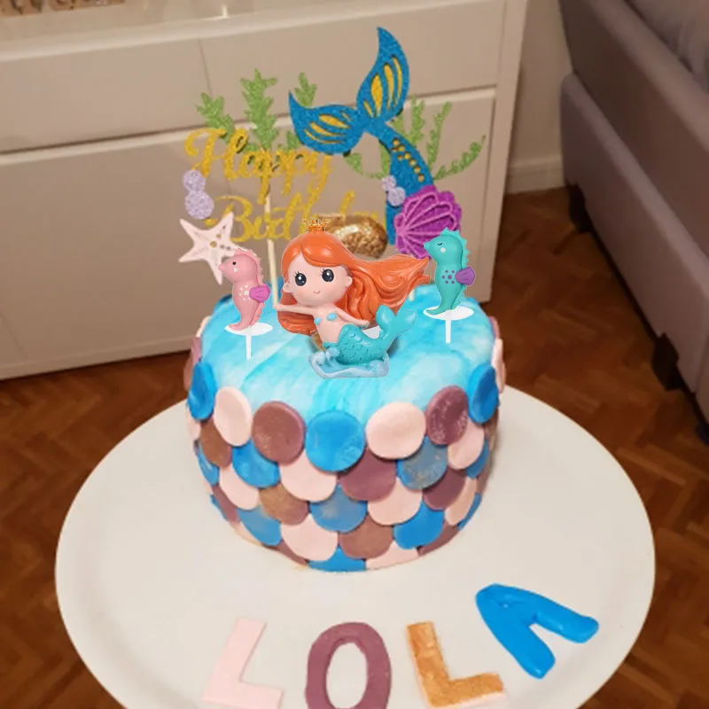 Принцесса Корона Русалка торт Topper Baby Shower Девушка День рождения украшения кекс