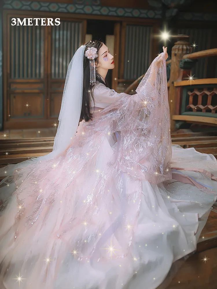 Женское ханьфу китайское платье традиционное сказочное платье принцессы Розовые платья династии Тан древний костюм народная танцевальная одежда SL1241 - Цвет: 3 meters