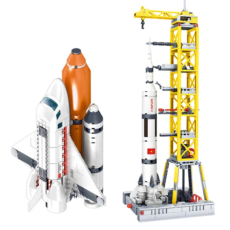 

Space Station Rocket Spacecraft Building Blocks Compatible Legoinglys Technic City Satellite Astronaut Figures Bricks Toys Child