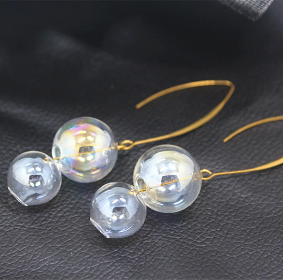 2019 модные корейские длинные серьги-капли с двойным стеклом для женщин ювелирные