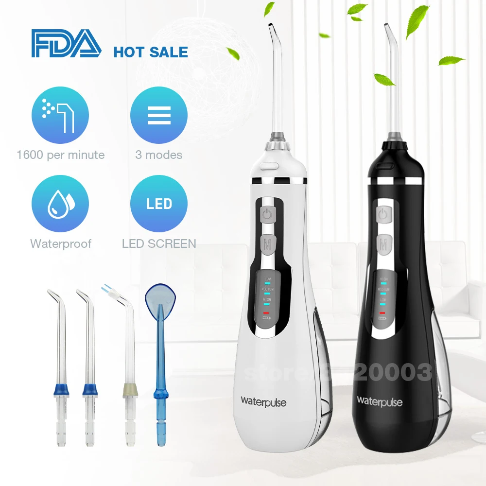 Waterpulse-irrigador Dental V500 portátil, dispositivo de limpieza Dental inalámbrico, con chorro de irrigación, 4 modos, 200ml, resistente al agua