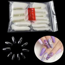 В настоящее время доступны стиль Маникюр длинная палочка полностью поддельные ногти балет кончик ногтя 600 шт гроб кончик ногтя
