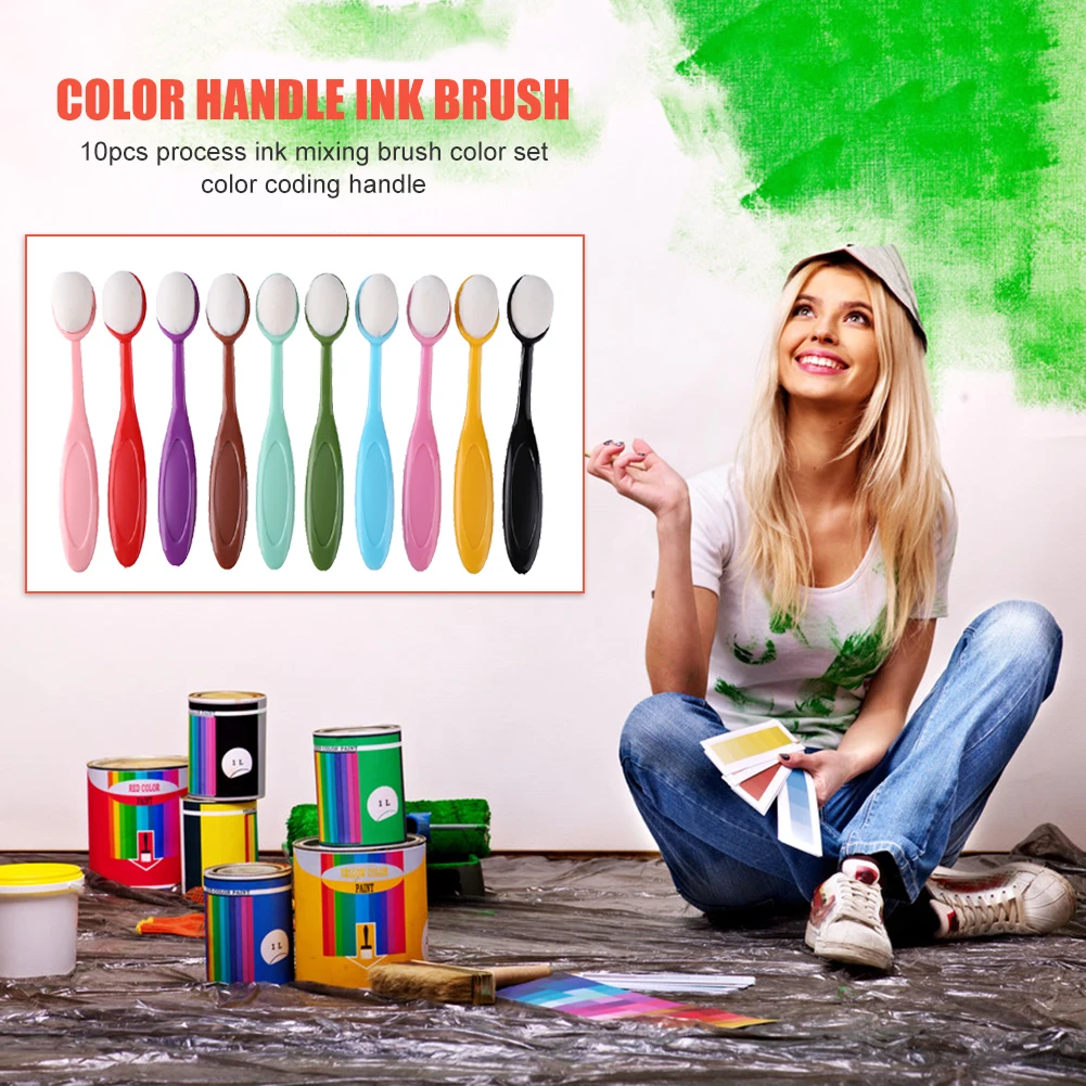 10pcs Colorful Ink Brush Smooth Blending Brushes Drawing Painting Flat Brushes Kit For DIY Scrapbooking Cards Making Ink Tools 5
