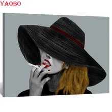 Фото на заказ Алмазная картина Мода Леди Девушка курить Алмазная Вышивка Полный Круглый квадратный набор мозаика ручной вышивки крестиком