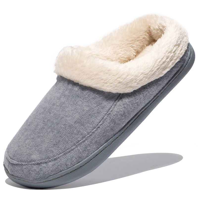 Grey Большие размеры 35-44; зимние женские тапочки; теплые удобные женские туфли из плюша; тапочки из пены с эффектом памяти; хлопковая обувь для улицы - Цвет: Grey