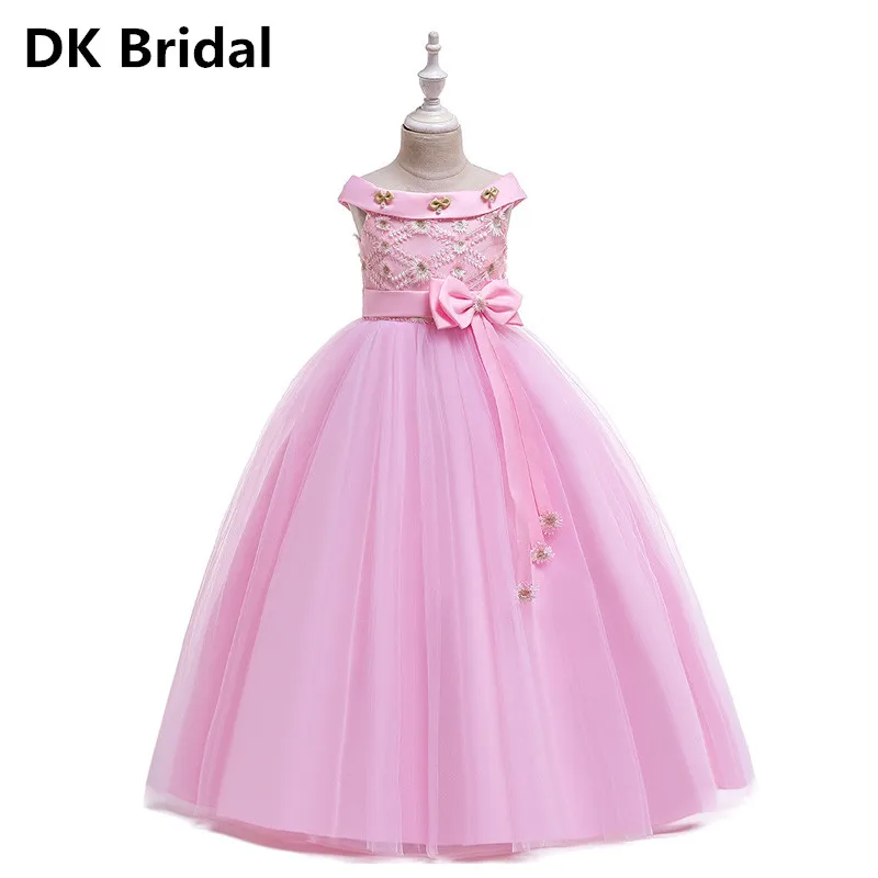 

Flower Girl Dresses Puffy Wedding Party Dress Girl First Communion Eucharist Attended Princess Long Evening Dress vestido flores