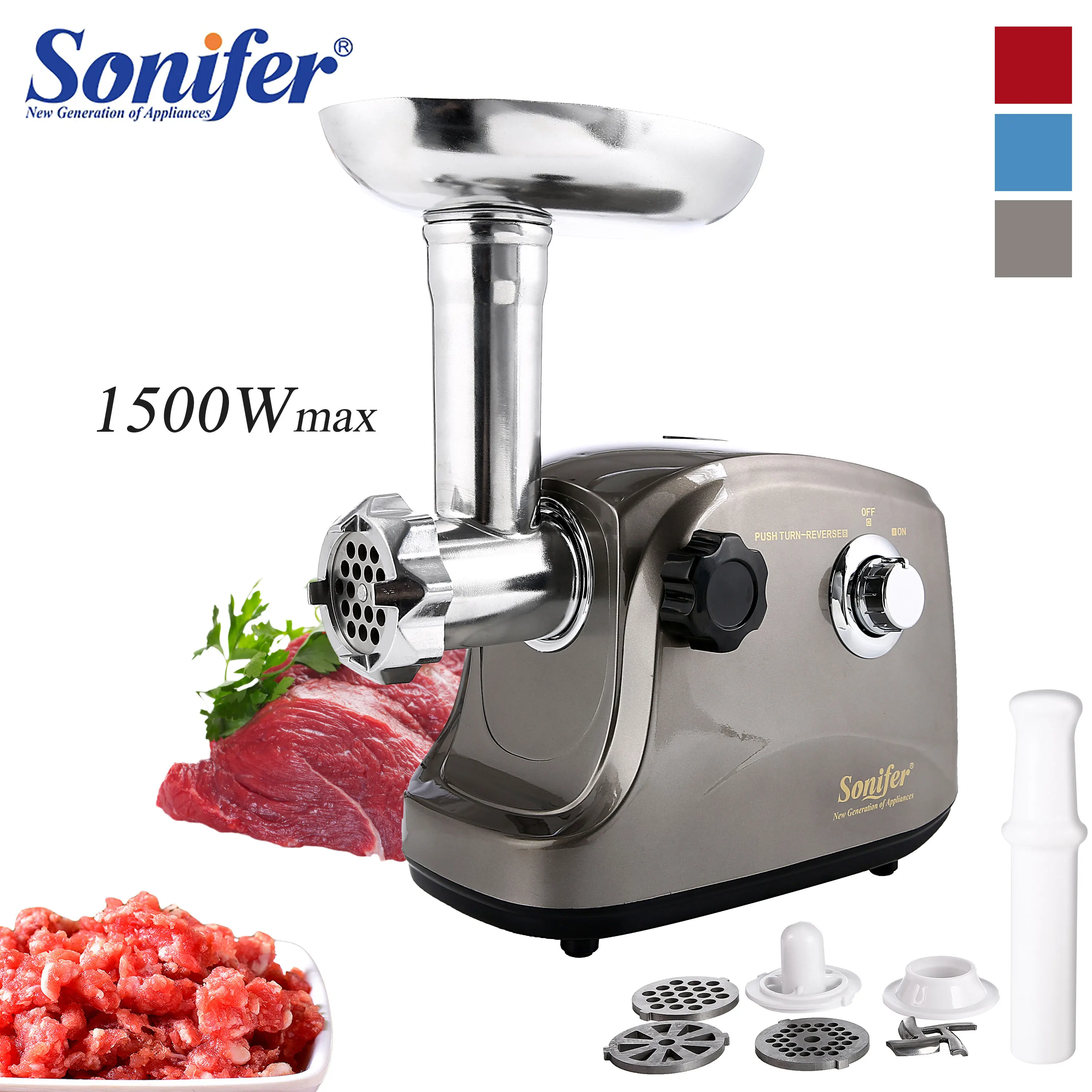 Красочная электрическая мясорубка Sonifer 1500 Вт устройство для измельчения мяса