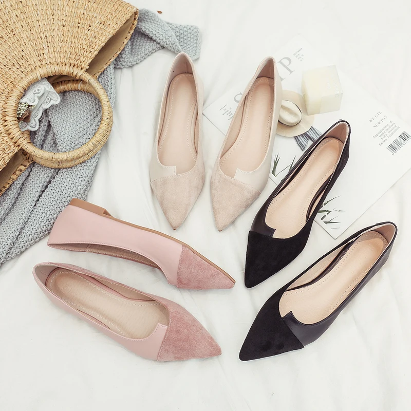 

Irregular design fashion flat women's shoes spring and autumn new solid color generous simple pointed wild Slip-On W28-14