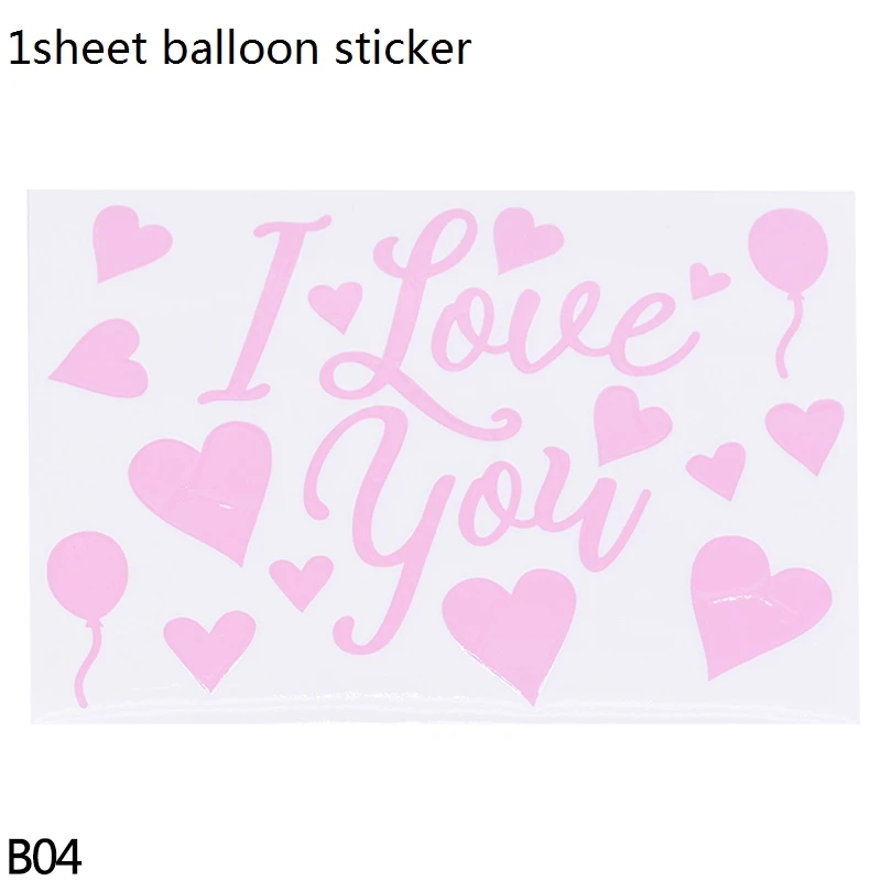 B04-1sheet sticker 1 шт. 18/20/24/36 дюймов Высокое качество Прозрачный Bobo надувной мяч производитель гелиевый воздух клипсы для воздушных шаров, одежда для свадьбы, дня рождения декора подарки - Цвет: B04-1sheet sticker