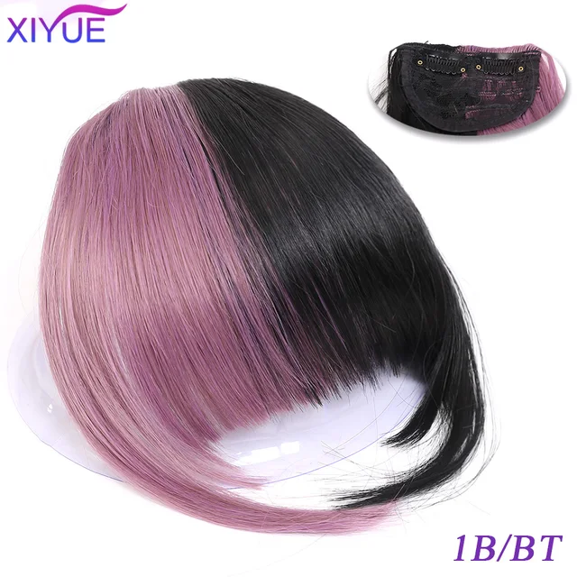 Black/Light Brown Clip In Hair Bangs Hairpiece Accessories Synthetic Fake Bangs Clip In Hair Extensions Clip In Hair Pieces WL36