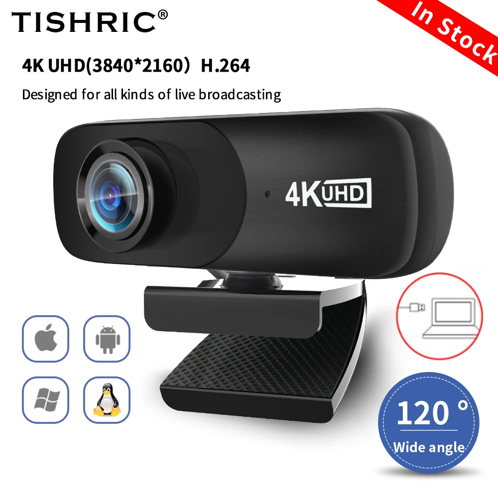 TISHRIC C160 веб-камера с высокой четкостью С микрофоном веб-Камера для компьютера 4K Usb
