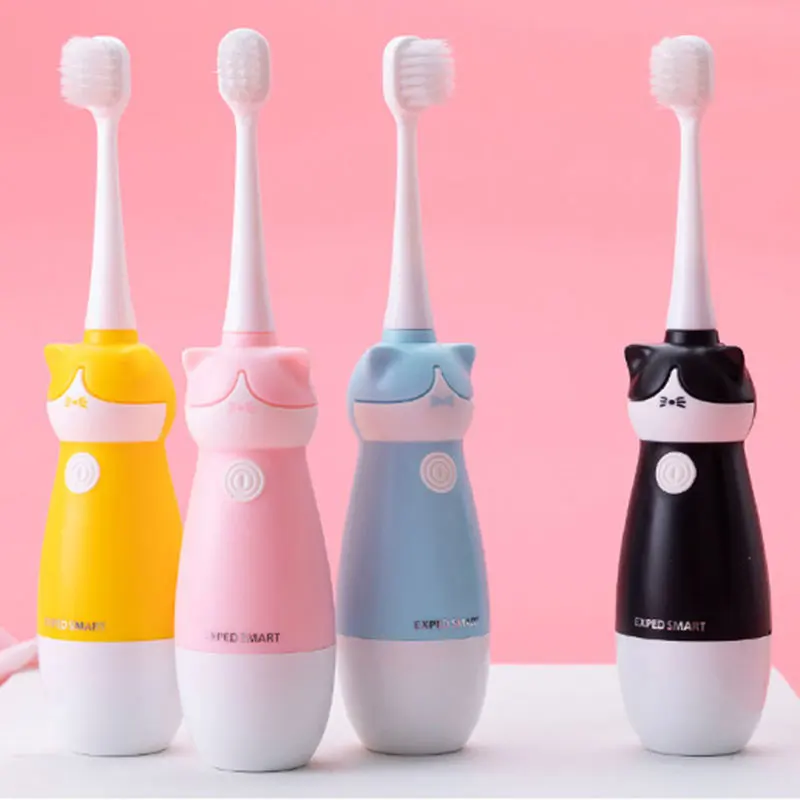 

Cute Cat Style Children Electric Toothbrush Customized Dual Frequency 3D Vibration Washable Sonic Baby Soft Tooth Brush