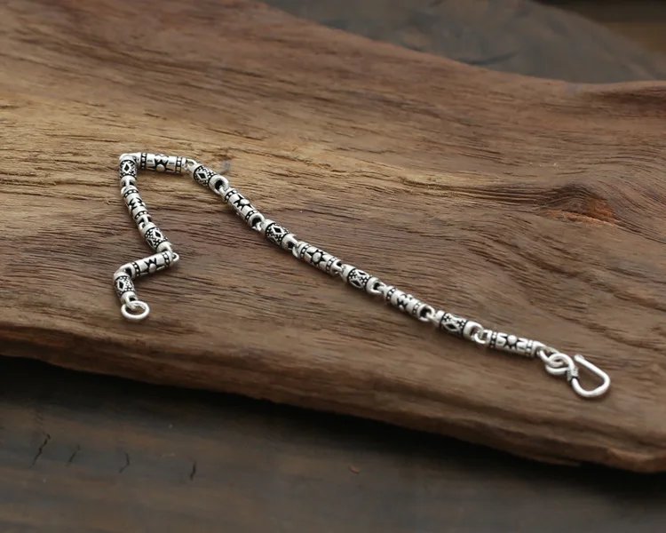 S925 ювелирные изделия из стерлингового серебра корейский Ретро для мужчин и женщин тайское серебряное гравированное браслет из бамбука