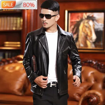 

Sheepskin Coat Spring Autumn Genuine Leather Jacket Motorcycle Jackets Men Cuero Genuino L14C661 YY267