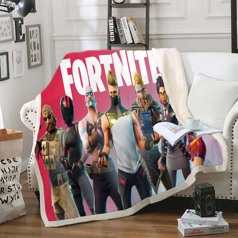 Flannel Blanket Fortnite Game Plush Blankets for Beds Thick Anime