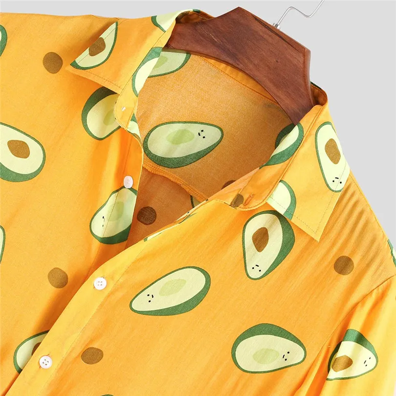 New Men Funny Fruit Avocado Printed Casual Shirts  2019 Summer Fashion Turn Down Collar Short Sleeve Casual Shirts #E26 (22)