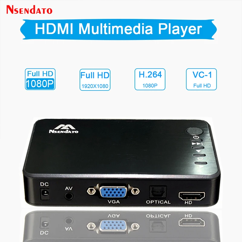 Мини Full HD мультимедийный плеер Autoplay 1080P USB внешний HDD медиаплеер с кабелем VGA AV для