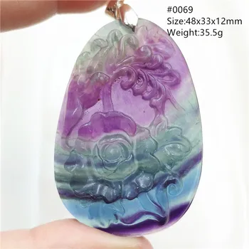 

Natural Colorful Fluorite Quartz Rare Pendant Necklace Heart Fox Flower Carved Color Crystal Fluorite Woman Gift AAAAA