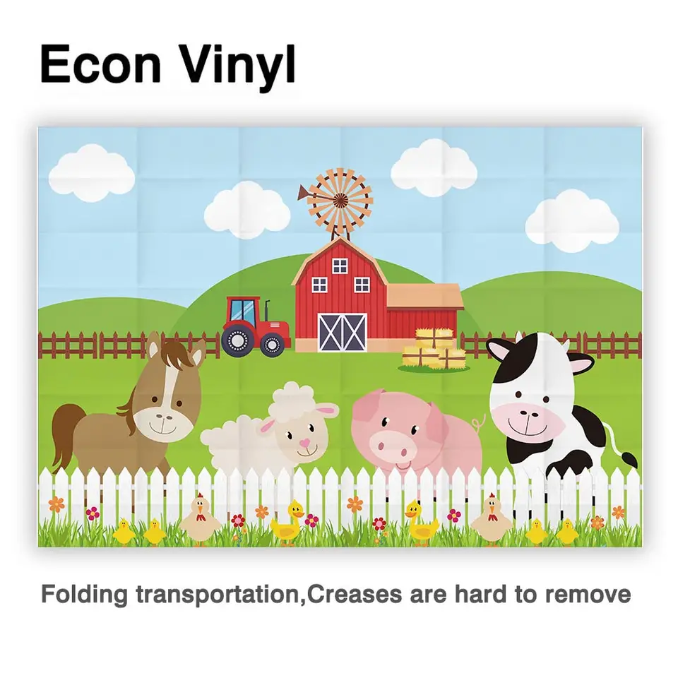 Allenjoy Zenon Farm Banner Cartoon Spring Sheep Cow Animals Lawn