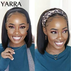 Brazilian Straight Short Bob Headband Wigs for Women Human Hair Glueless Short Wigs for Summer No Glue Easy to Go Yarra Hair