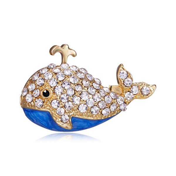 Gold Fish Brooches For Women Cute Sea Snail Aquatic Animal Rhinestone Design Brooch Lapel Pin  Jewelry Gifts Accessories
