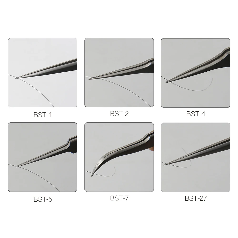 1Piece BST-Tweezers Eyelash Extension Stainless Steel Antistatic Eyes Tweezers False Eyelashes Extension Matt tweezers