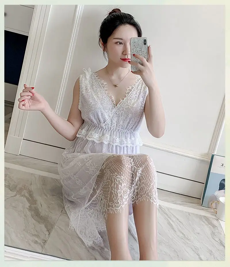Smmoloa Европа и Америка женские сексуальные пижамы Ночная рубашка Babydolls Ночная одежда из модала с стринги