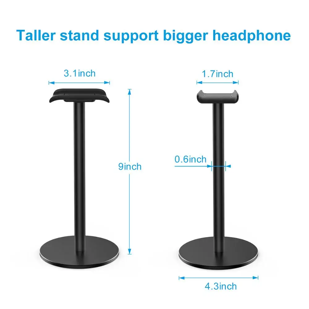 Nee Bee Headphone Stand Headset Holder with Non slip Base Aluminum Metal Soft TUP Earphone Holder for All Size Headphones