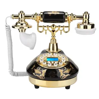 

telefono Retro Phone Ceramic Black Gold Flower Pattern Antique Telephone Home Decor Desk Phone