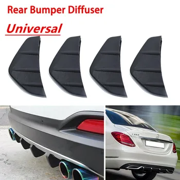 

4pcs Universal Black PVC Car Rear Bumper Spoiler SUV Rear Bumper Diffuser Molding Shark Fin Spoiler Protector Cover Anti-Crash