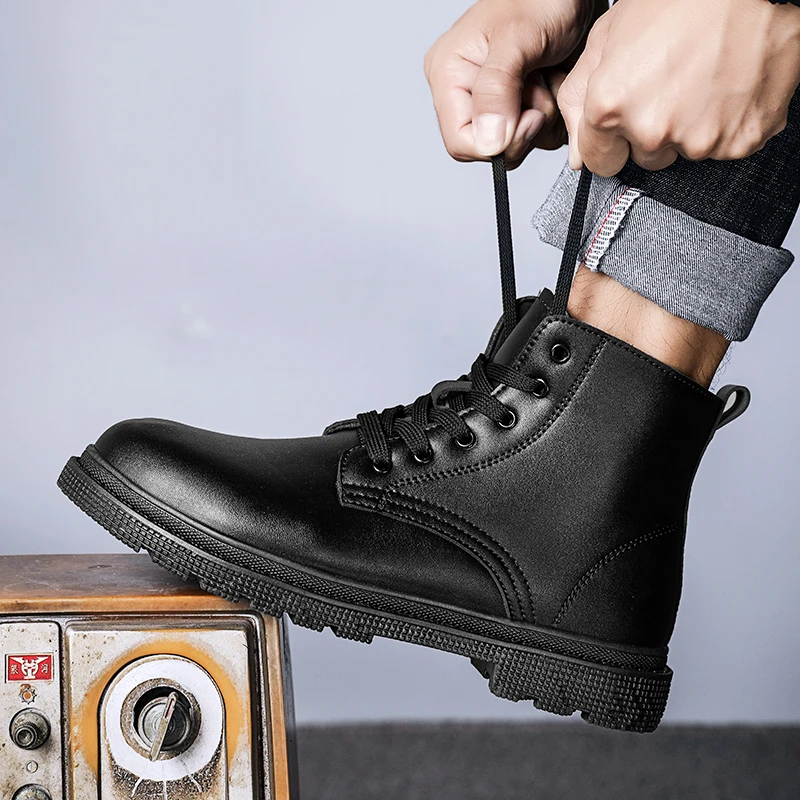 Botas negras para hombre, botines para motocicleta, Dr Martens, de diseñador, Chopper, Vogue| | -