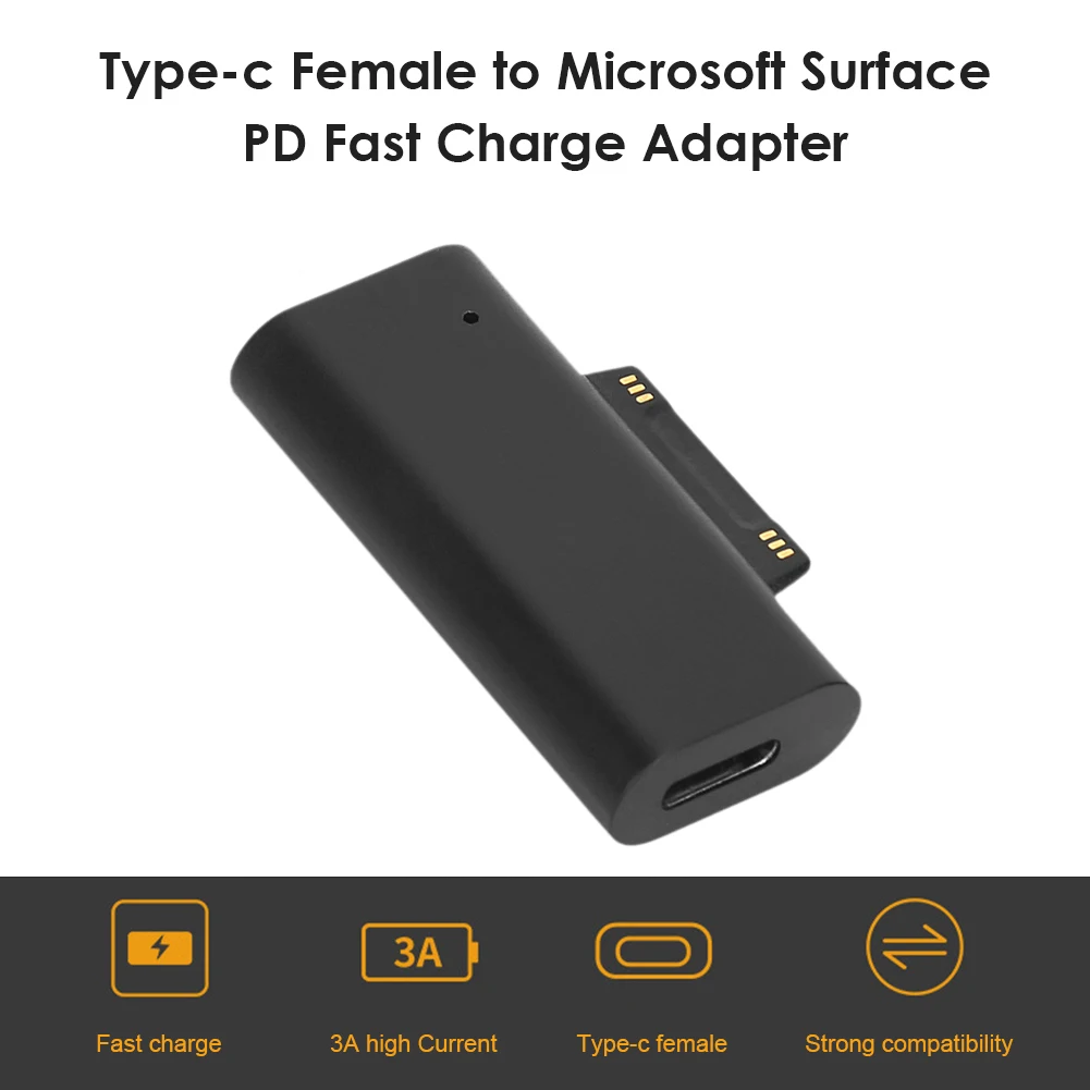 USB C PD Fast Charging Plug Converter for Microsoft Surface Pro 3-6 Go Surface Book USB Type C Female Adapter Connector