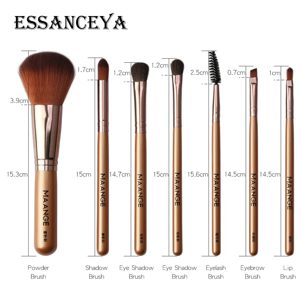ESSANCEYA, 7 шт., набор кистей для макияжа, основа, румяна, бровей, ресниц, теней, растушевки, кисти для макияжа, инструменты, профессиональный дорожный набор, наборы