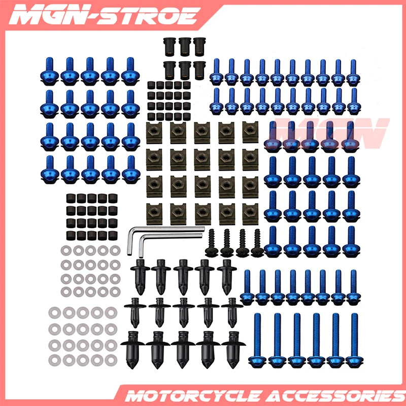 186 шт. аксессуары для мотоциклов алюминиевый обтекатель Болт Винты Комплект подходит для YAMAHA YZF 600 1000 R1 R6 R3 R15 R25 t-max 530 TMAX 500