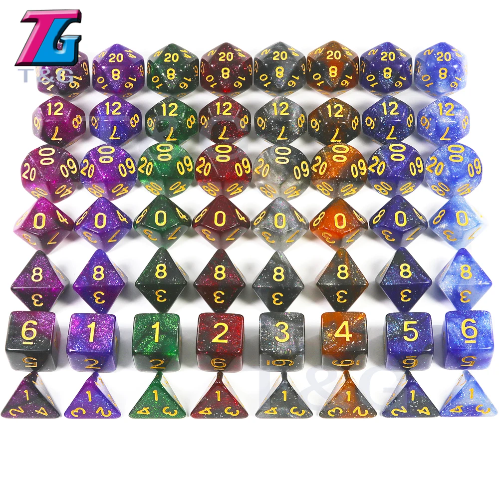 슈퍼 우주 갤럭시 주사위 세트 D4-D20, DND 보드 게임 액세서리 최신 핫 주사위 56 개