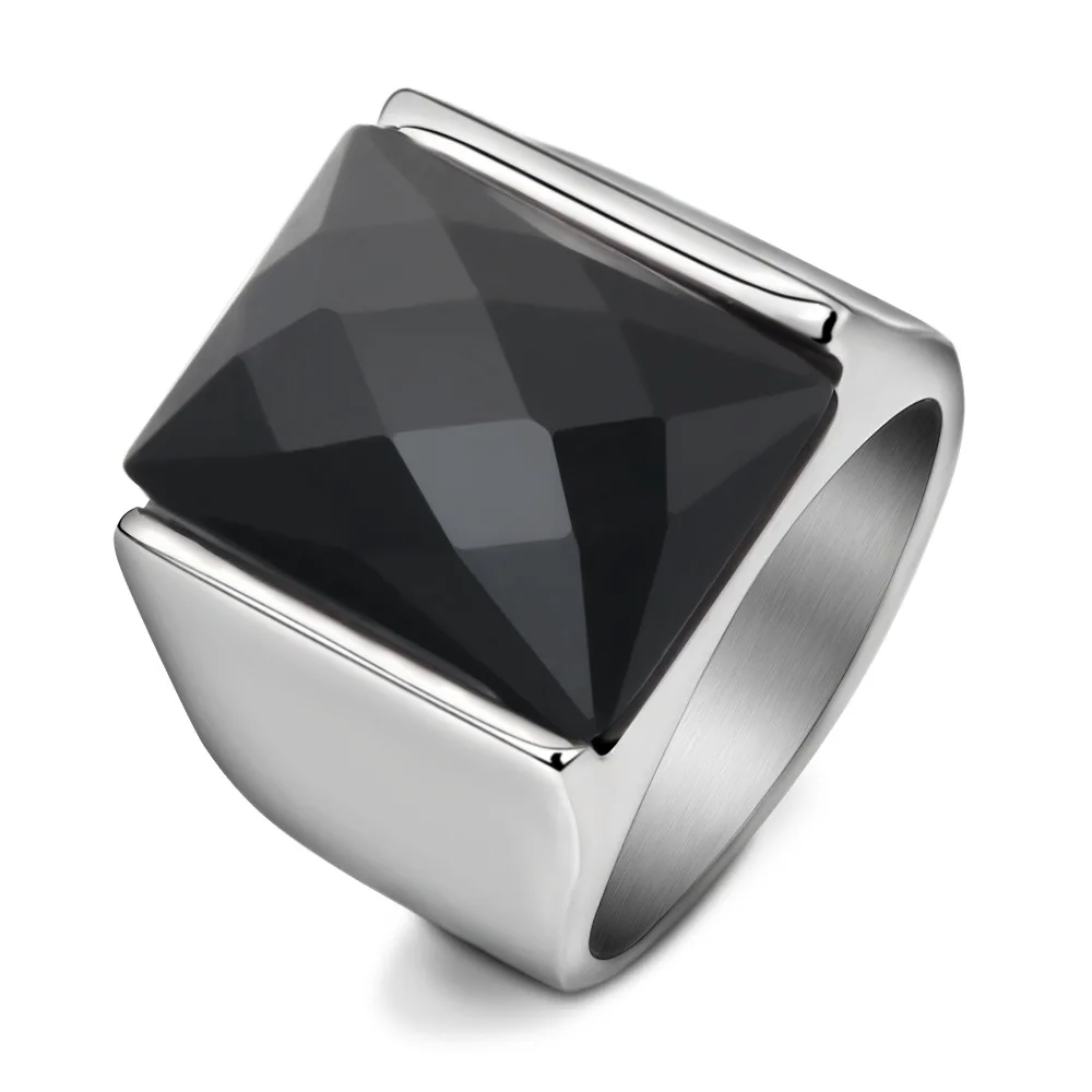 

Luxury Crystal Jewelry Rings High Quality Titanium Steel FIinger Ring Casting Fashion Rings For Man Free Shipping