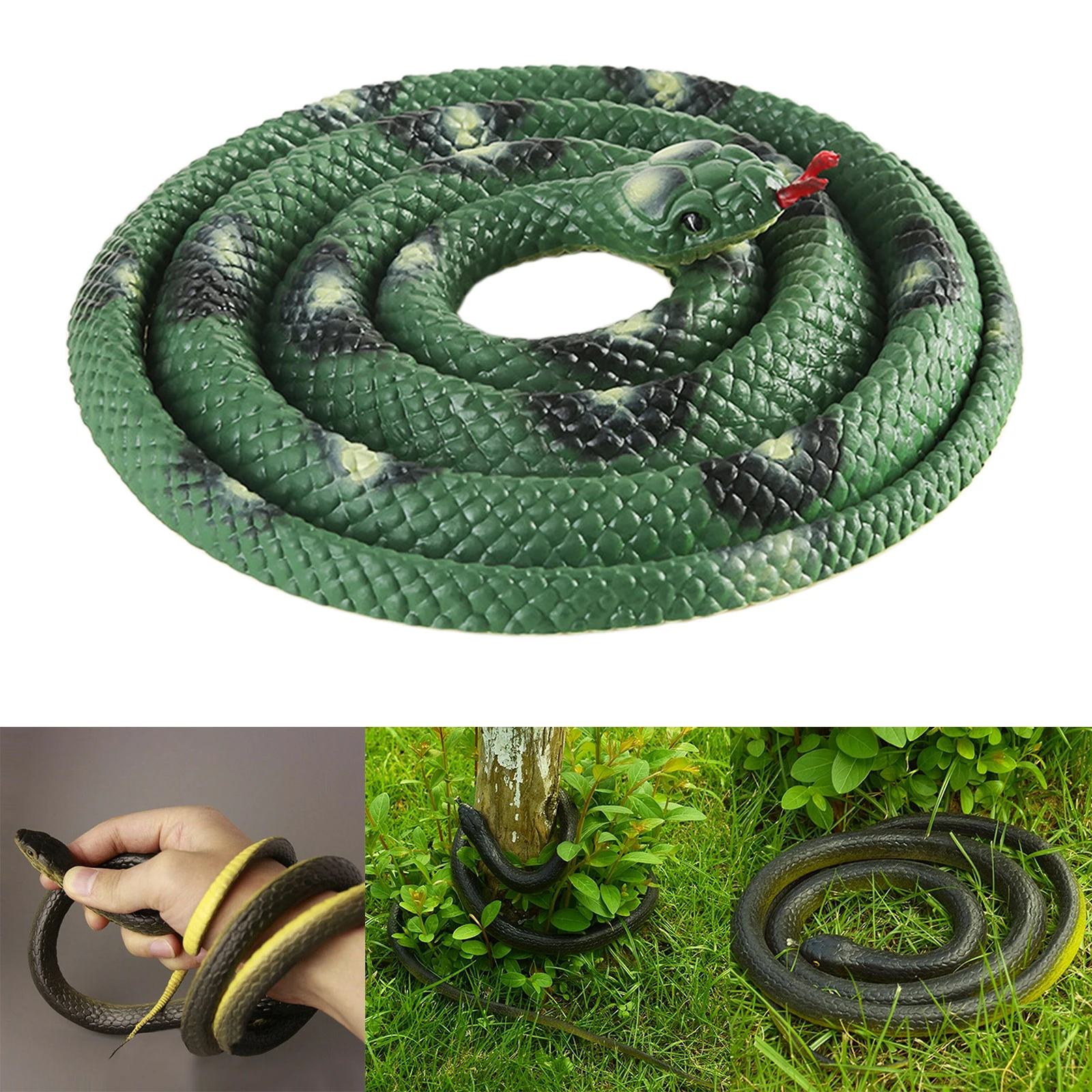 2 asst LARGE 24 IN RUBBER SNAKES realistic fake play snake TOY REPTILE NEW  gags