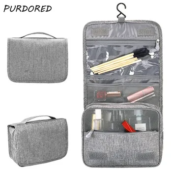 

PURDORED 1 PC Travel Hanging Wash Bag Waterproof Solid Women Cosmetic Bag Portable Make Up Bag Organizer Bathroom Wash Bag