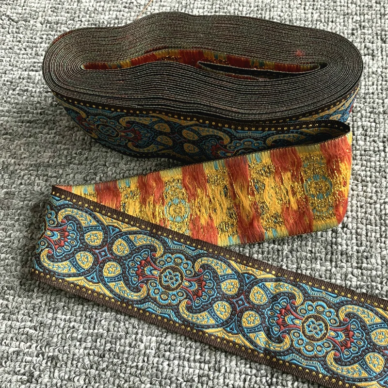 Ribbon Decoration Supplies 10yards/lots Wide 5cm Woven Jacquard Ribbon Trims Totem Pattern For Curtain Clothing Accessory