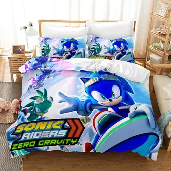 

Sonic The Hedgehog Duvet Cover set,Anime Bedding Set Duvet Covers Pillowcases,Children Decorative Bedding set