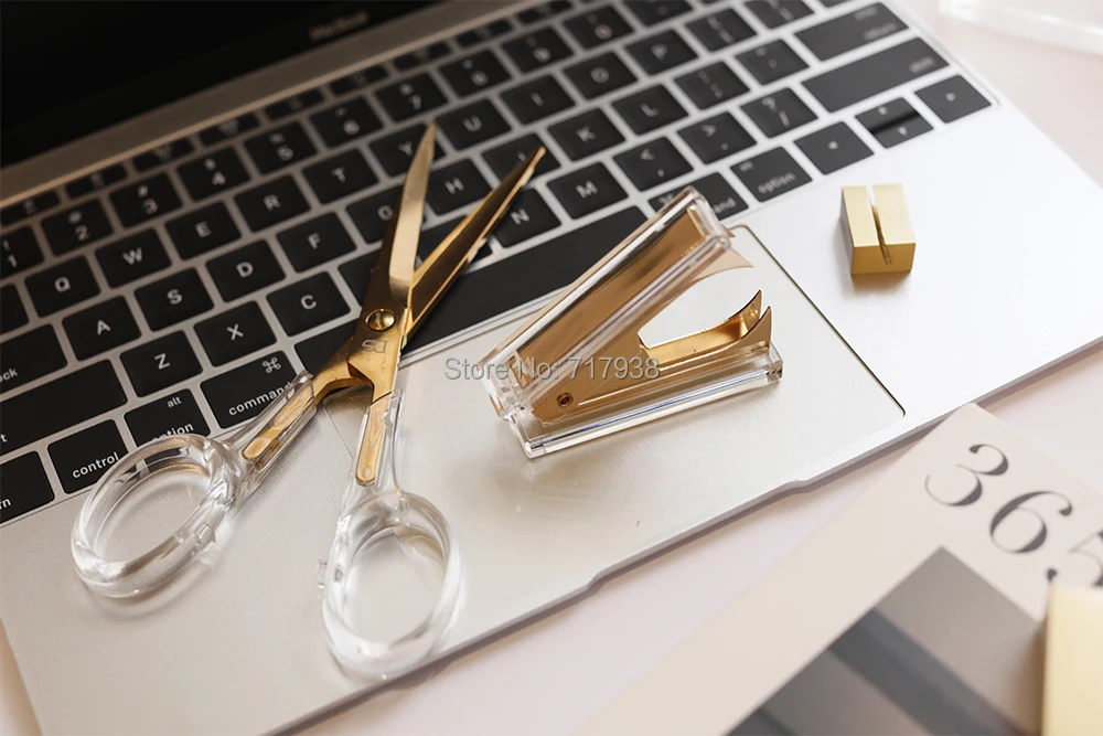 Acrylic Gold Scissors and Staple Remover Office Accessories Stationery  Supplies