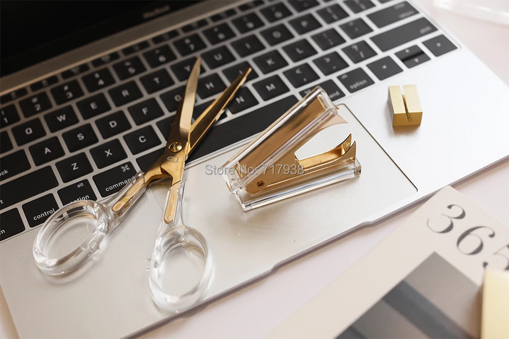 Acrylic Gold Stationery Bundle: 1) Stapler 1)Scissors1 Gold Acrylic -  AliExpress