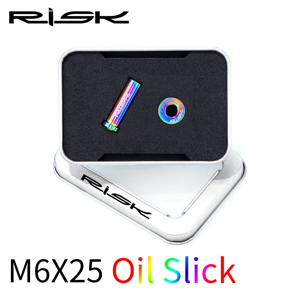 1 Set Oil slick 25mm Риск Велосипедный спорт C Тормозной суппорт GR5(TC4) Титан шоссейный велосипед C с фиксатором гайки с шайбой M6 x 10/15/20/25/30/40 мм для велоспорта Запчасти - Цвет: 1 Set Oil slick 25mm