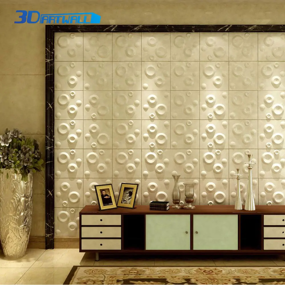 3DARTWALL PVC 3D Wall Panels Pack of 12 Tiles 3D Raised Round Bubble Design White for Interior Exterior Wall Decor