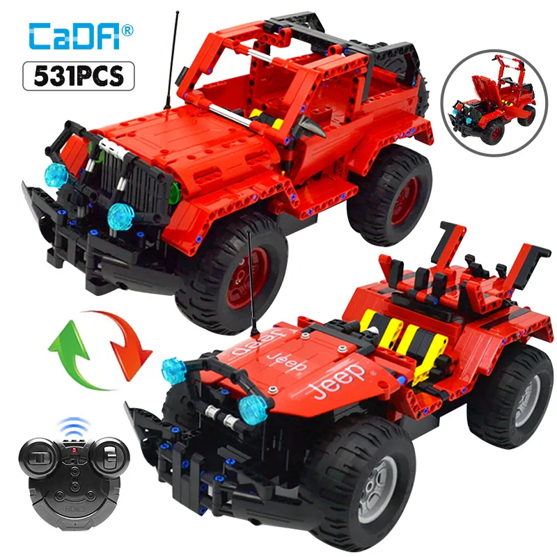 Hipac 531PCS RC Building Blocks MOC Car Truck Wrangler Technic 2 in 1 Remote Control Off-Road Bricks Block Toys for Kids |